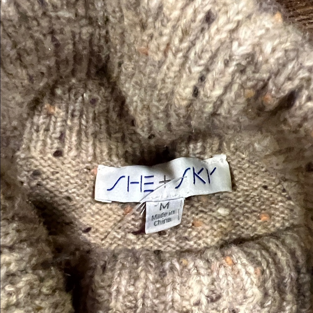 She + Sky Beige Speckled Turtleneck Sweater - Picture 5 of 6